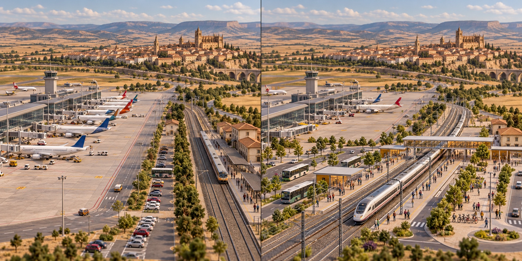 Korridor Madrid-Barcelona · Spanien. Die Eisenbahnverbindung konkurriert nicht um Zeit und Service / Ein schneller elektrischer Zug verbindet die Stadtzentren