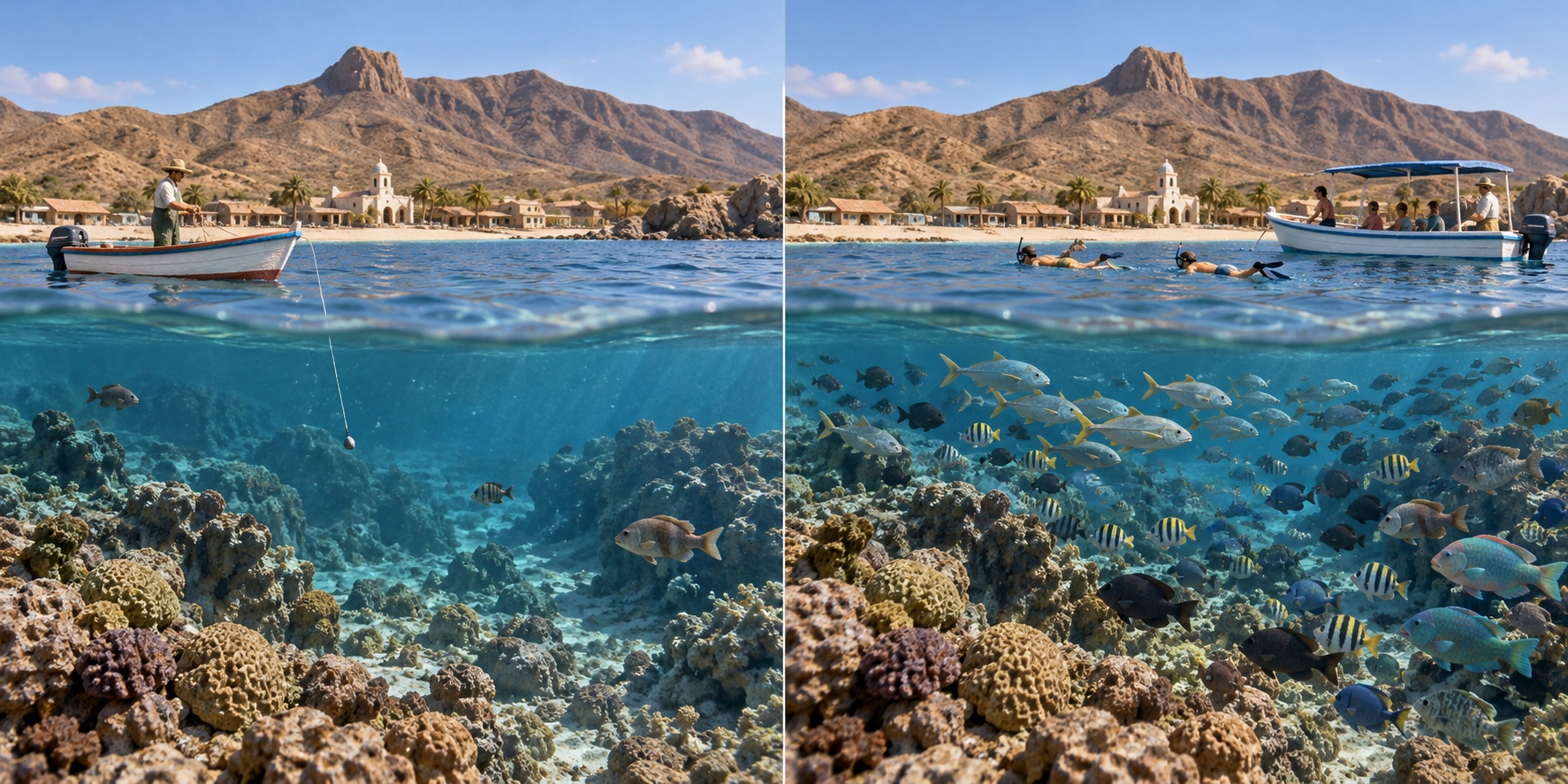 Mexiko · Cabo Pulmo. Die Fischerei verarmt die Fischgemeinschaft / In einem Gebiet ohne Befischung kann Biomasse wachsen