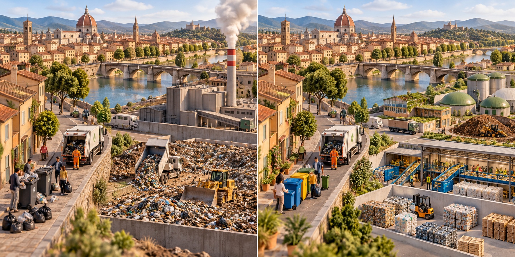 Unione europea · gestione dei rifiuti urbani. La discarica riceve la maggior parte dei rifiuti / Prevenzione, raccolta e trattamenti hanno ruoli distinti