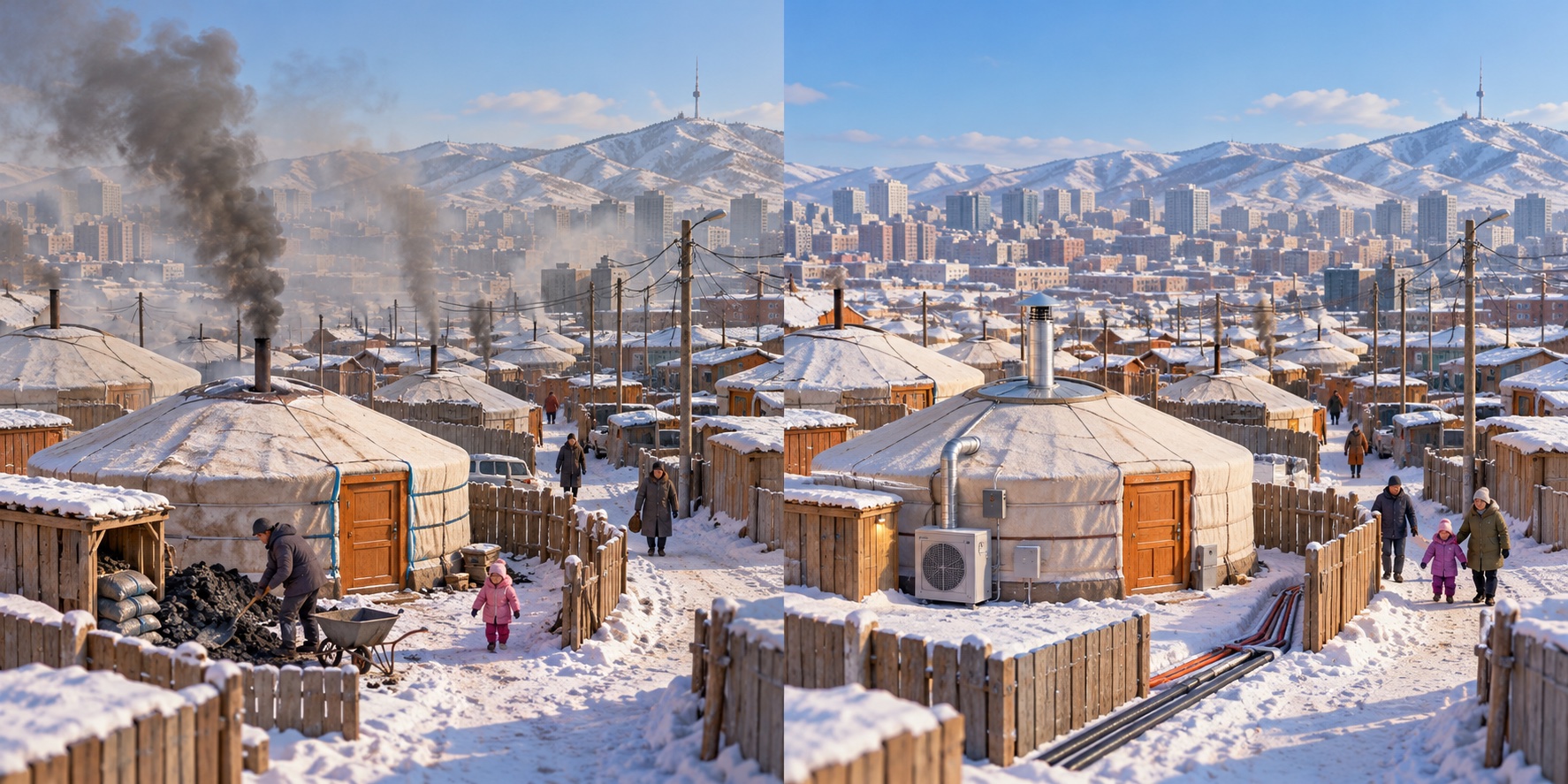 Mongolei · Ulaanbaatar. Rauch und unsichere Öfen setzen der Nachbarschaft zu / Zuverlässige Wärme mit geeigneten Systemen und Steuerungen