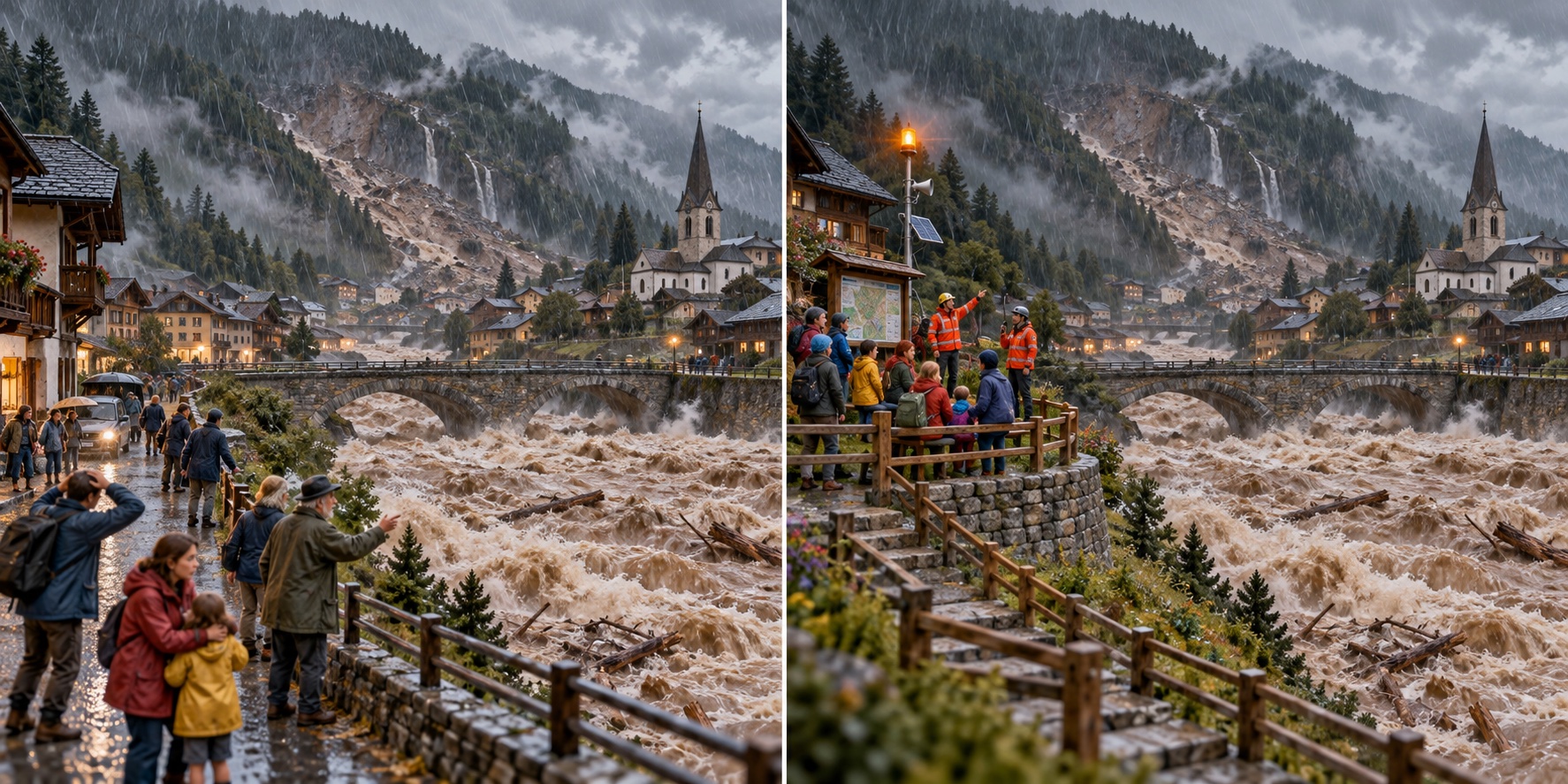 Comunità alpine · applicazione del quadro WMO/UNDRR. Il segnale non raggiunge chi deve agire / Più canali e un piano collegano avviso e risposta