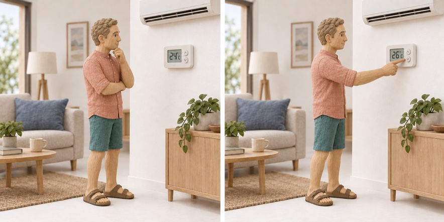 Miniaturszene: Kühlung im Beispiel auf 26°C.