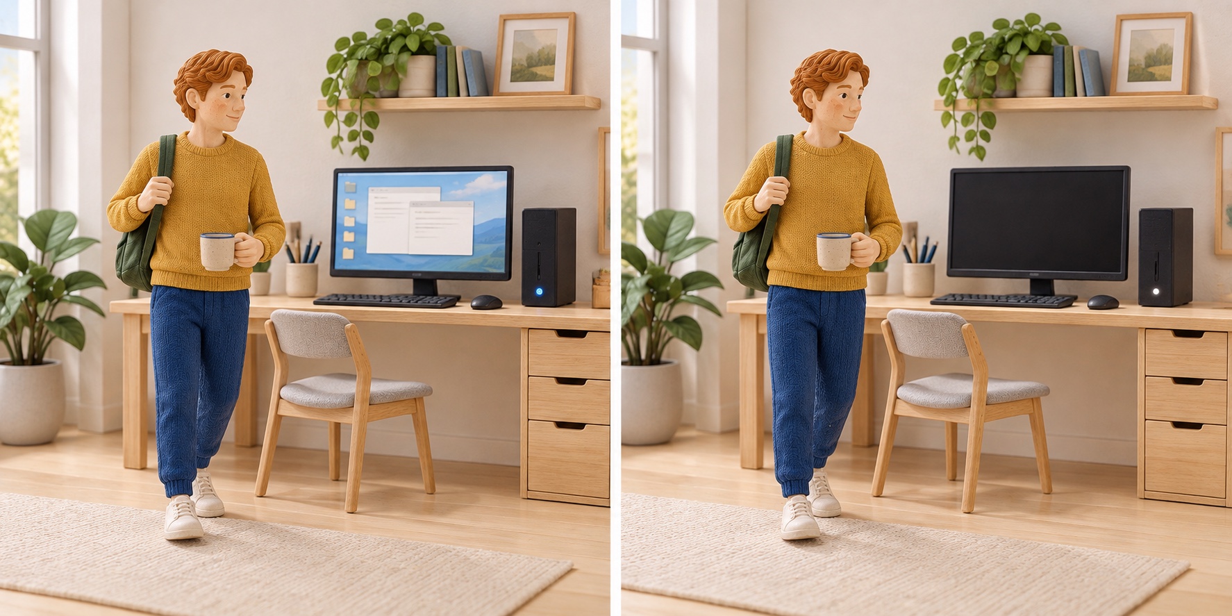 Miniaturszene: Den Computer während einer Pause aktiv lassen. Miniaturszene: Den automatischen Ruhezustand nutzen.
