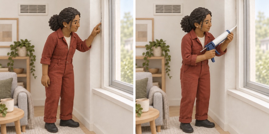Miniature scene: Seal the gap without blocking ventilation.