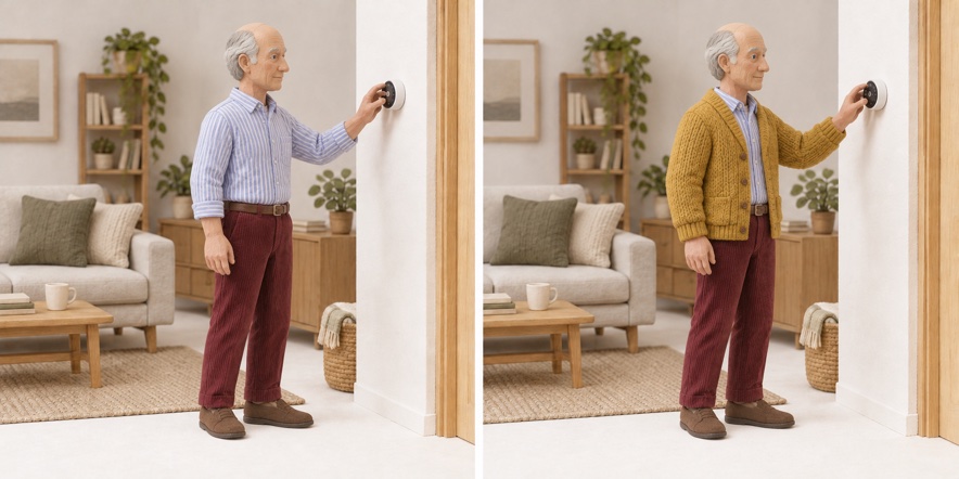 Miniature scene: Add a cardigan and lower the setting.