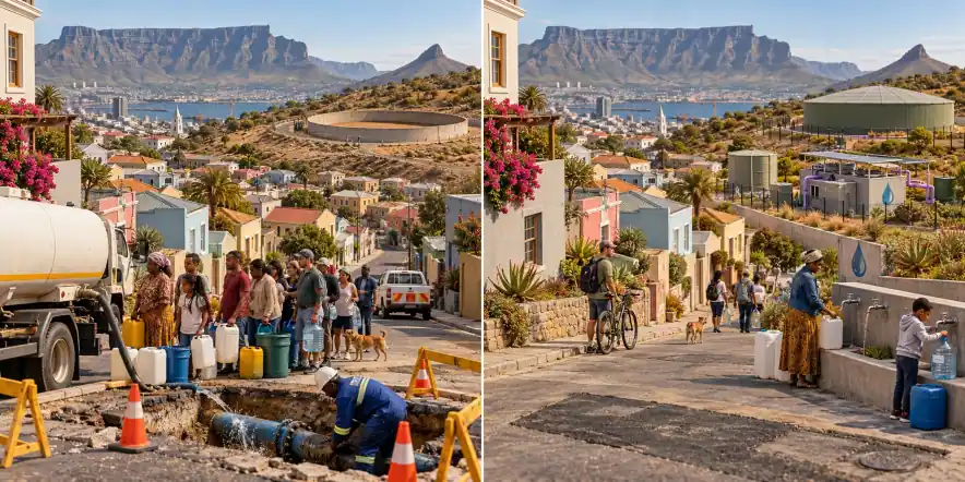 Cidade do Cabo · África do Sul. Uma seca pressiona um sistema frágil / Perdas reduzidas, demanda gerenciada e fontes diversificadas