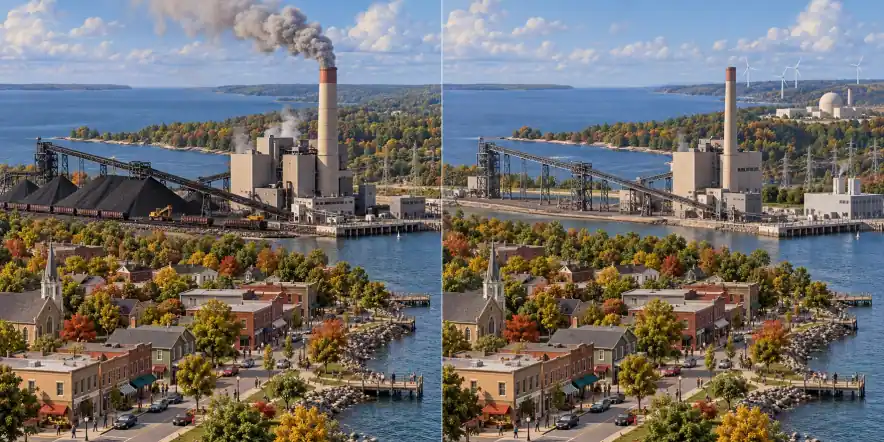 Ontário · Canadá. As usinas de carvão fazem parte do fornecimento normal / O carvão está sendo retirado da rede